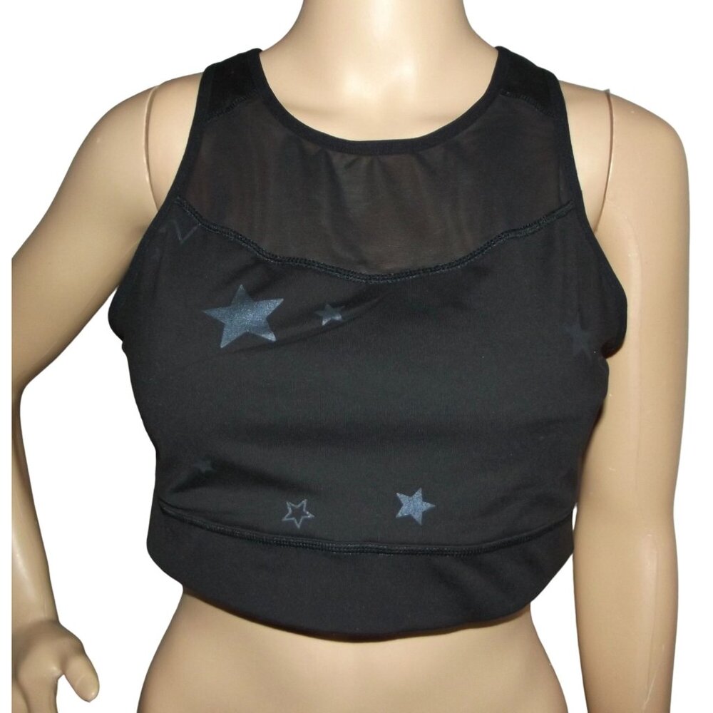 Old Navy Sports Bra Large black blue stars Active workout strappy top crop tank
